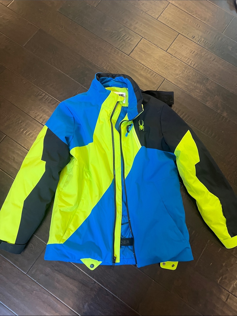 Spyder Kids Blue & Neon Yellow Ski coat